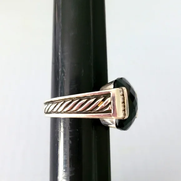 David Yurman Onyx Diamond Sterling Silver Ring - Picture 3 of 12